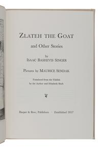 SENDAK, Maurice (1944-2012), illustrator. -- SINGER, Isaac Bashevis. Zlateh the Goat . [New York]: Harper & Row, [1966].