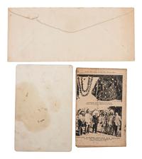 [WILD WEST SHOWS] -- [LILLIE, Gordon W. "Pawnee Bill" (1860-1942)]. A group of 7 items, incl. LS, TLS, signed checks, and memorabilia from Pawnee Bill's Old Town and Indian Trading Post.