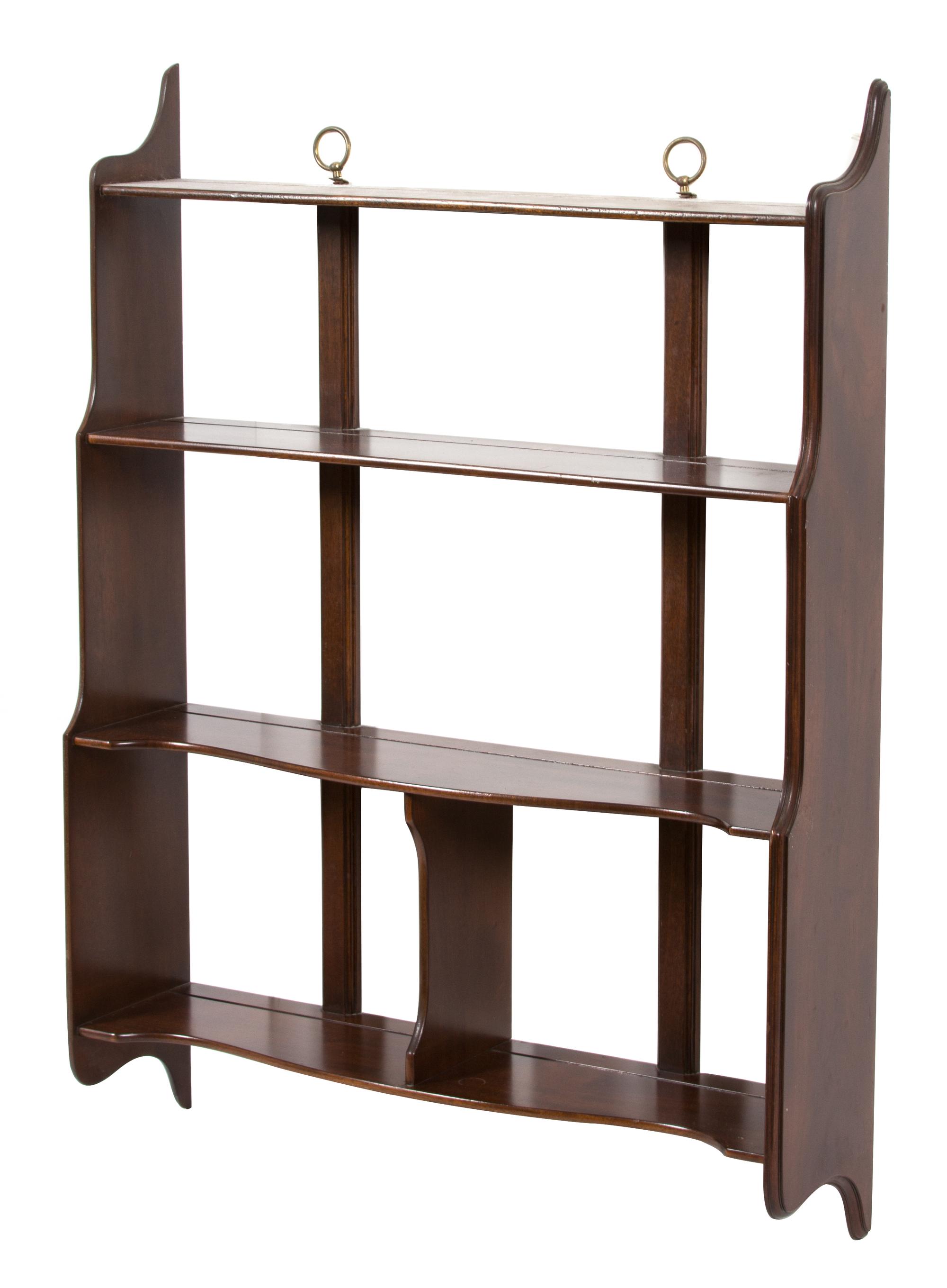 A Mahogany Hanging Etagere Shelf Height 37 1/4 x width 28 x depth 7 1/4 inches. — 20TH CENTURY