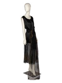 Black Satin & Lace Dress, c. 1920's