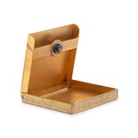 CARTIER, ART DECO, BRASS ENAMEL AND HARDSTONE CIGARETTE CASE