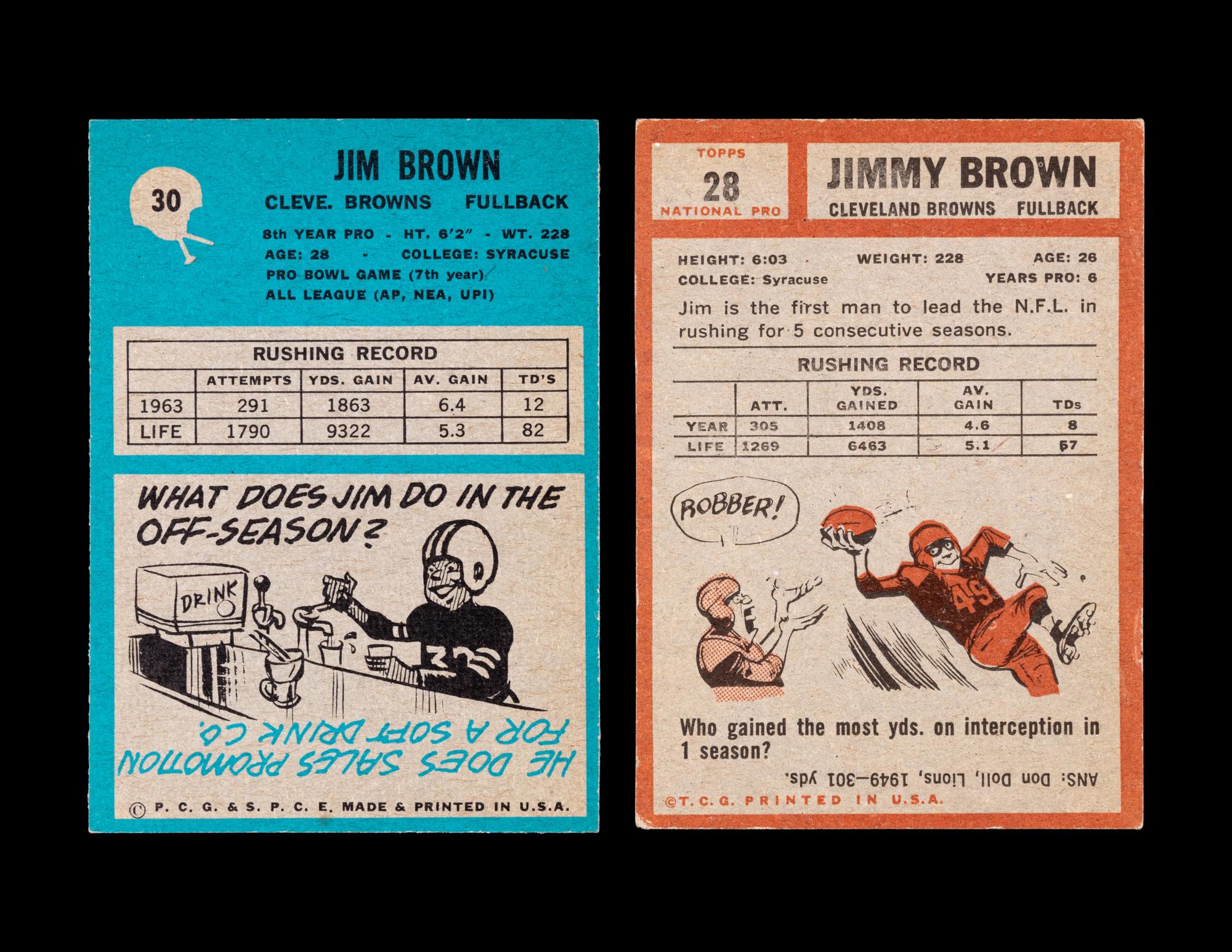 A Group of 1960s Jim Brown Football Cards