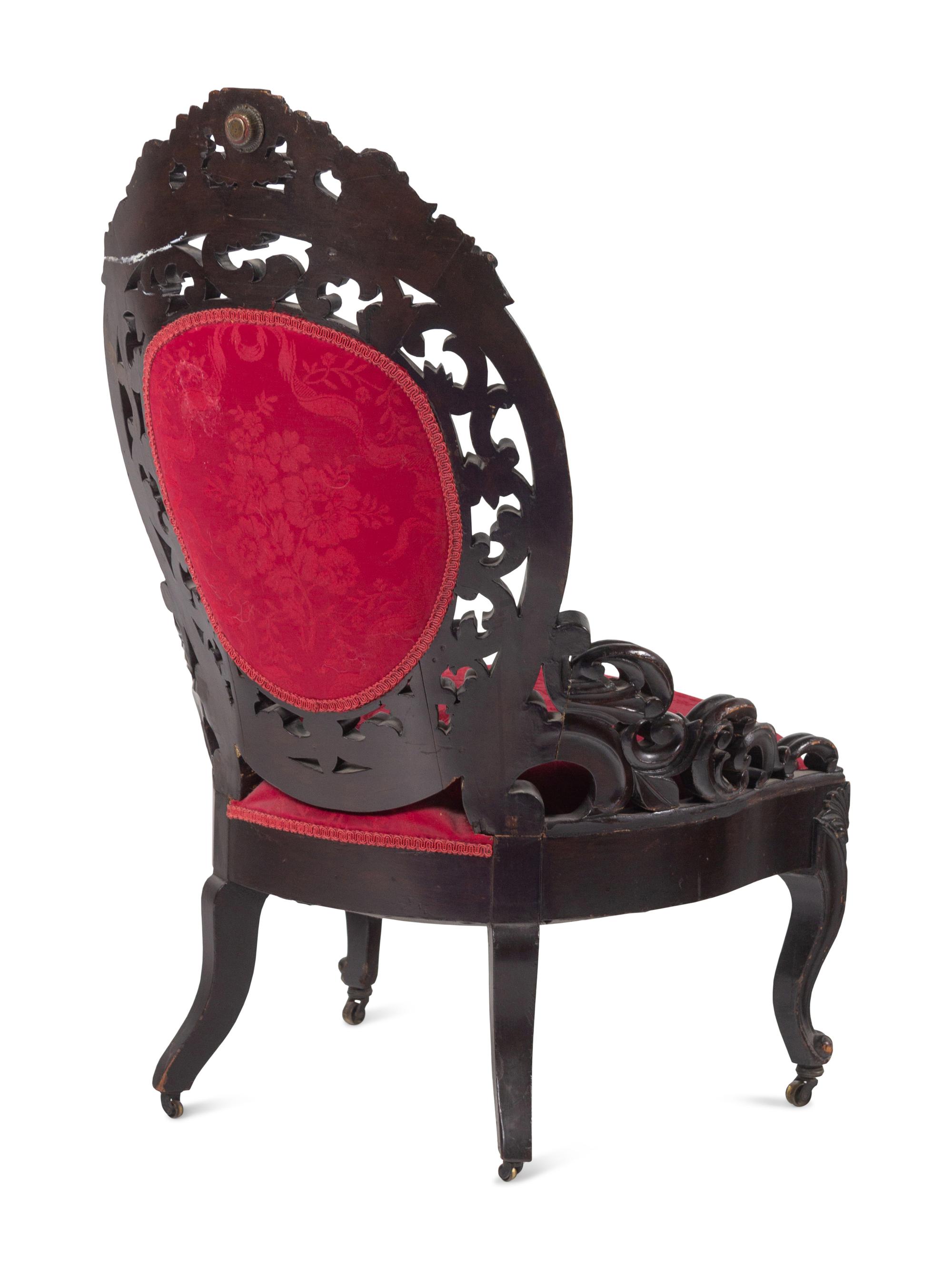 A J. and J.W. Meeks Walnut Slipper Chair