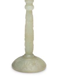 A Pair of Chinese Carved Nephrite Candlesticks