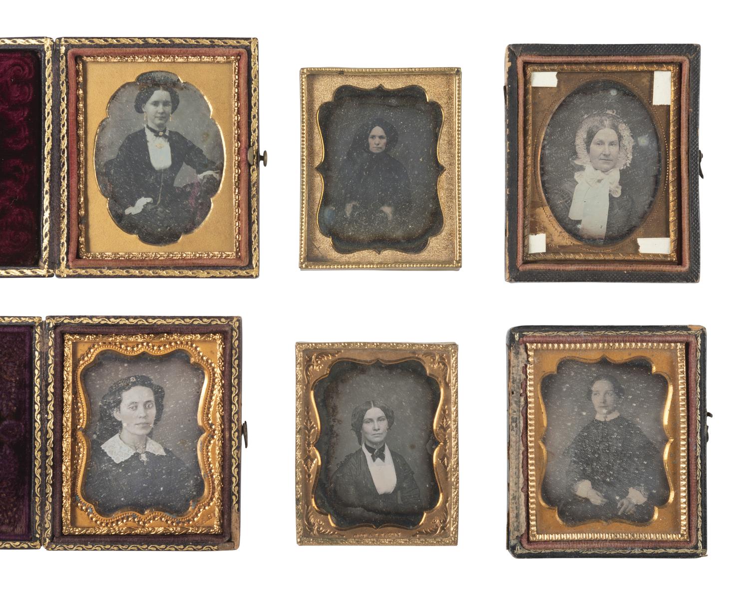[EARLY PHOTOGRAPHY]. 30 ninth plate daguerreotype portraits of women of varying ages.