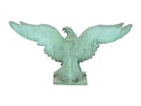 A Patinated Cast Metal Eagle Architectural Ornament with Verdigris Patina