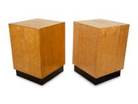 A Pair of Contemporary Maple Veneered Pedestal Tables