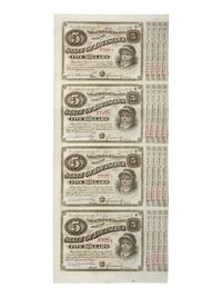 [GENERAL AMERICANA]. World's Columbian Exposition group of tickets and State of Louisiana $5 dollar bonds.