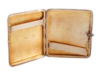 An Enameled Silver Cigarette Case, Late 19th/Early 20th Century, the lid enameled to show a seated nude before a dressing table.