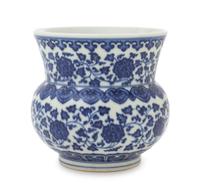 A Blue and White Porcelain Spittoon Diameter 4 3/4 inches.