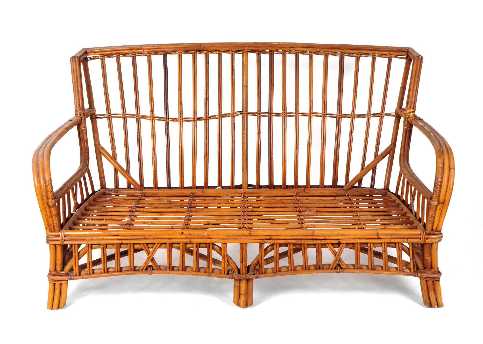 A Contemporary Rattan Settee — 20TH CENTURY