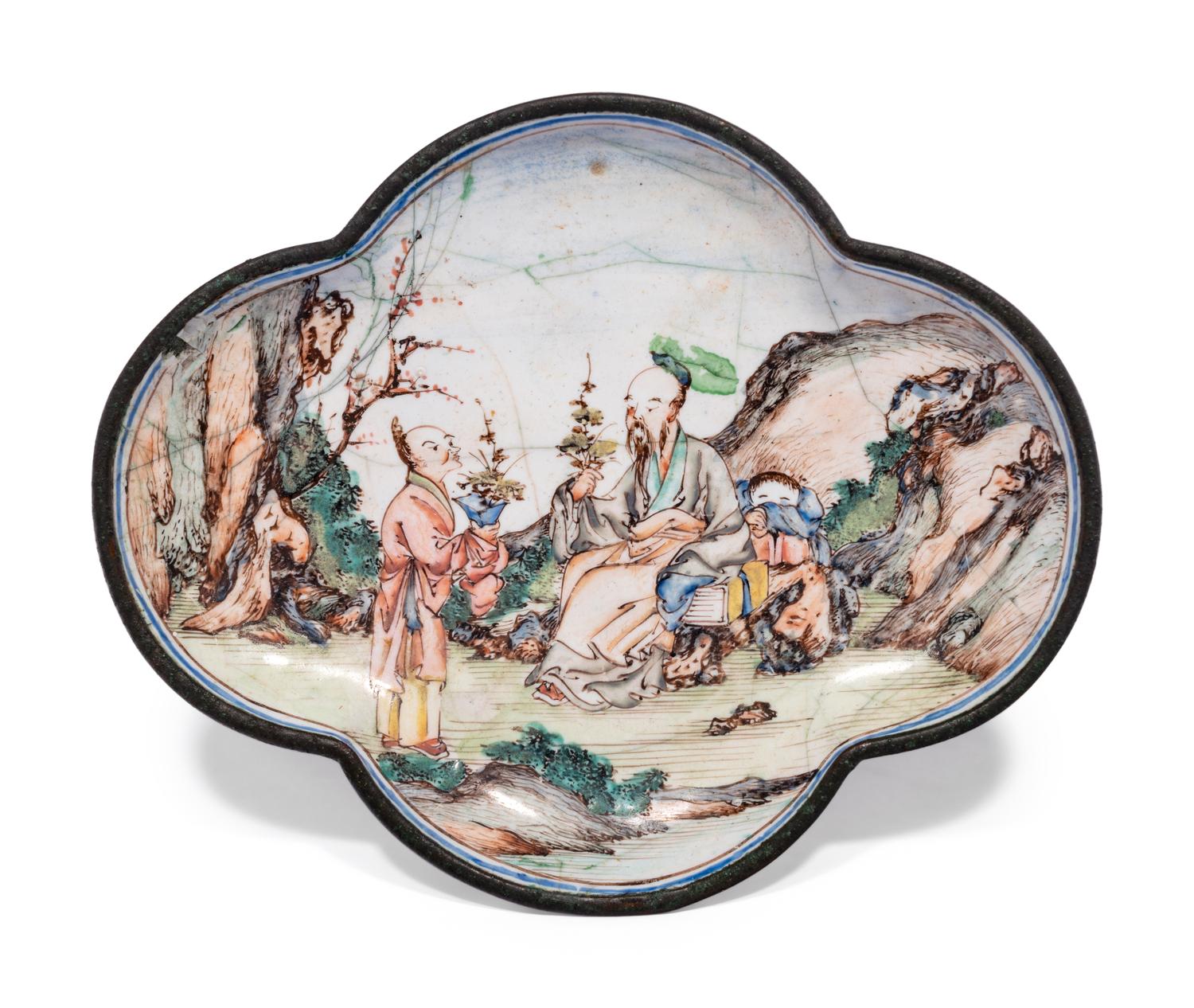 Six Chinese Canton Enamel on Copper Wares