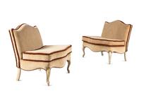 A Pair of Louis XV Style Painted Slipper Chairs