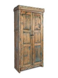 A Painted Rustic Cabinet in Two Pieces