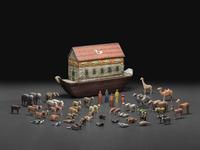 A German Painted Wood Noah's Ark with Slide-Front Cover