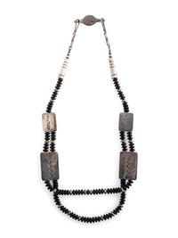 Multi-Strand Jet Necklace, with Sterling Silver Accents
