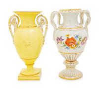 Two Meissen Porcelain Handled Vases