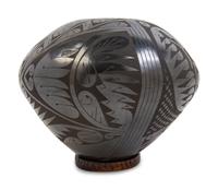 An Ortiz Black on Black Pottery Vase