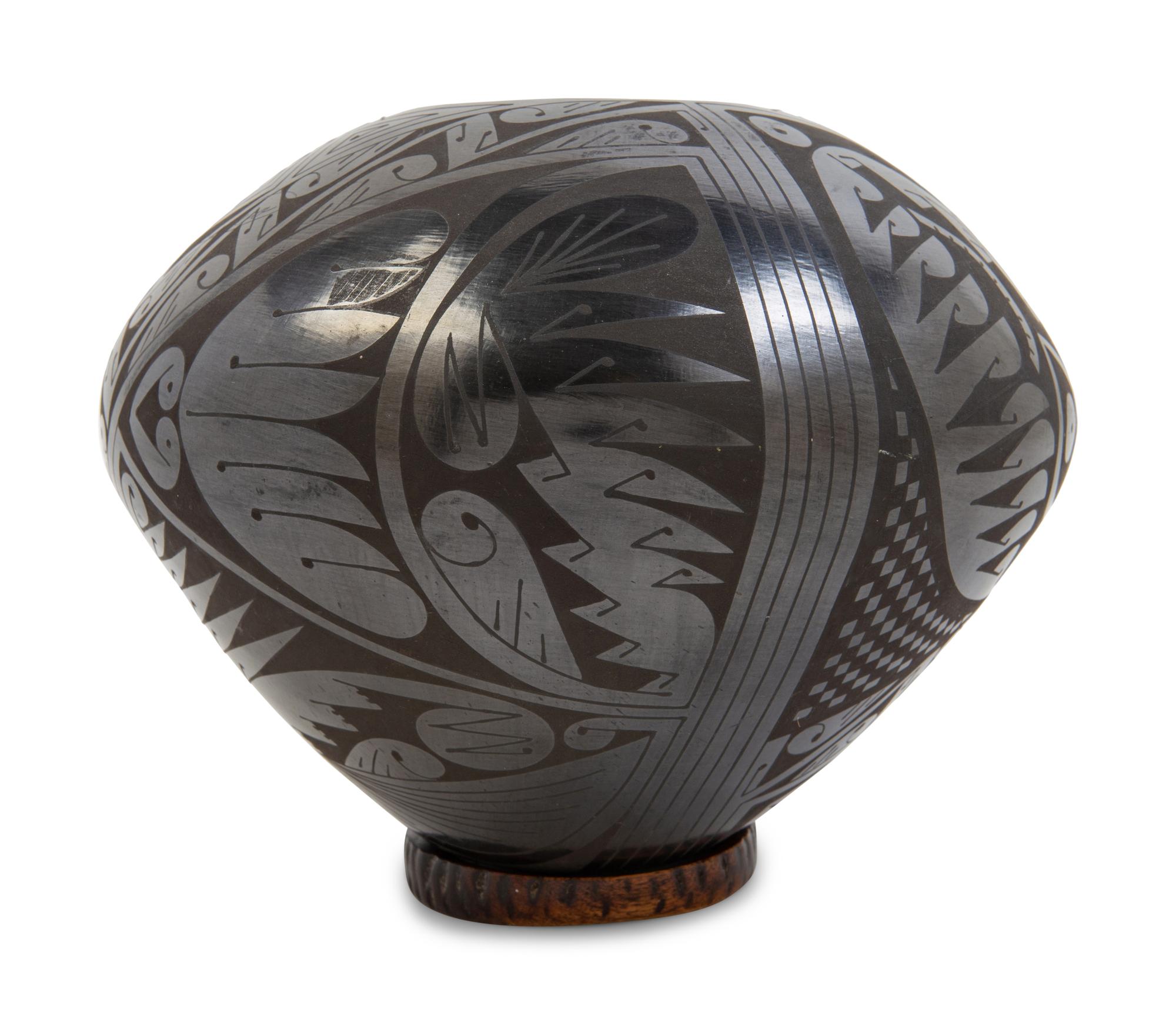 An Ortiz Black on Black Pottery Vase