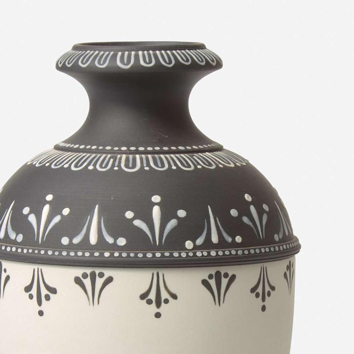 A Wedgwood White and Black Jasperware "Etruria" Vase UK, 2000s