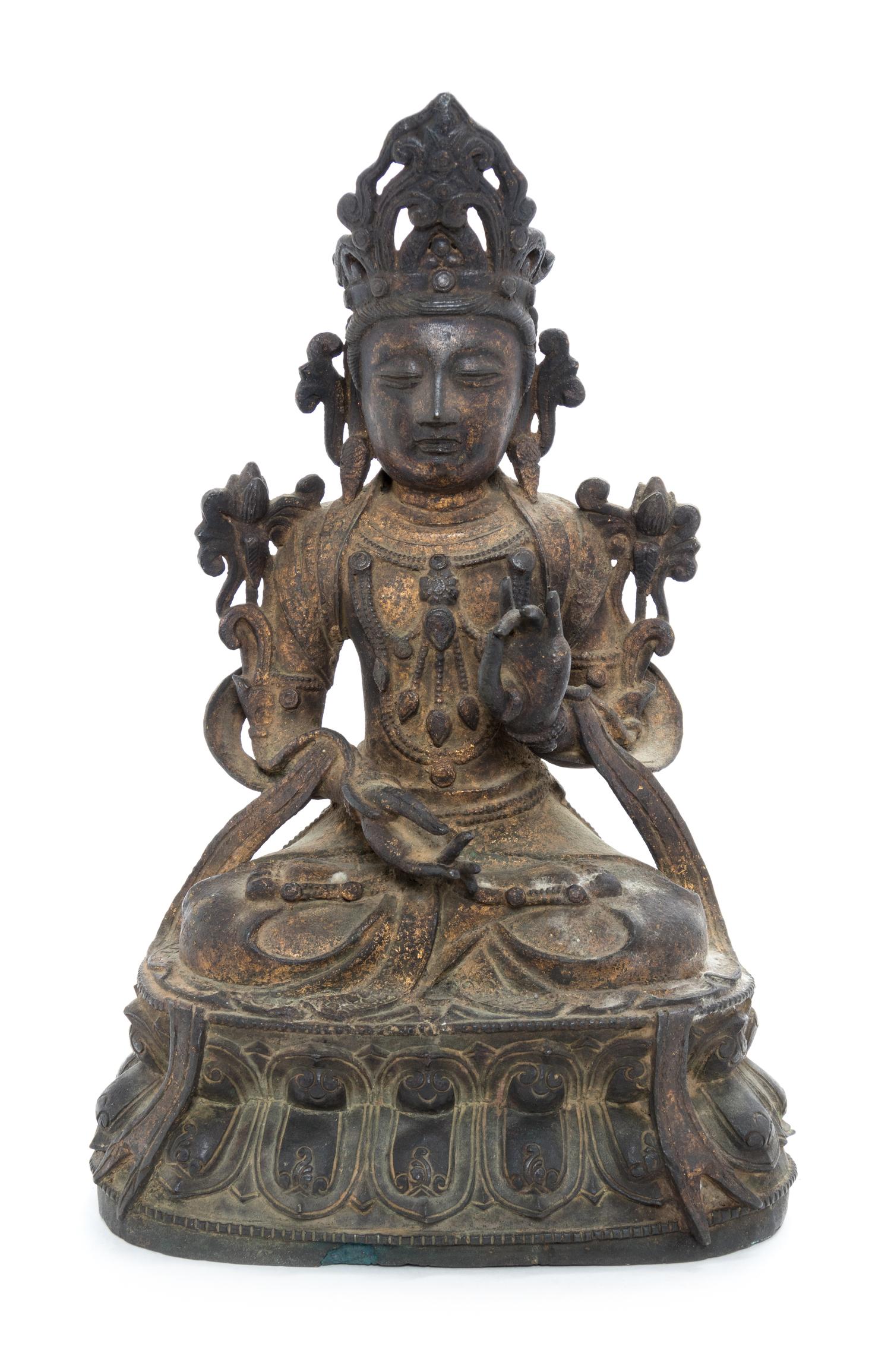 A Bronze Figure of Amitayus Height 10 inches. — LIKELY MING DYNASTY (1368-1644)