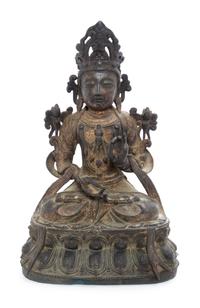 A Bronze Figure of Amitayus Height 10 inches. — LIKELY MING DYNASTY (1368-1644)