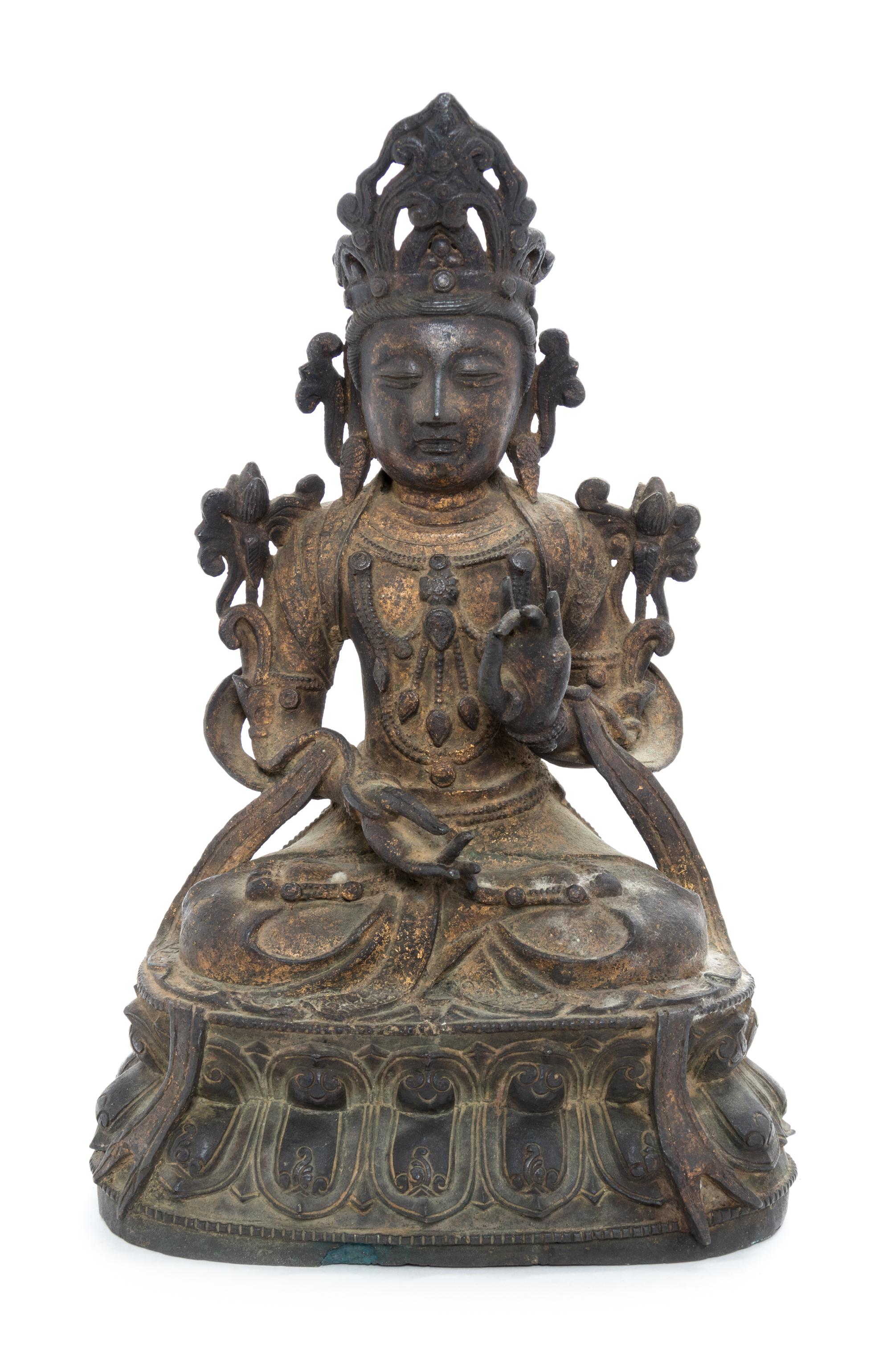 A Bronze Figure of Amitayus Height 10 inches. — LIKELY MING DYNASTY (1368-1644)