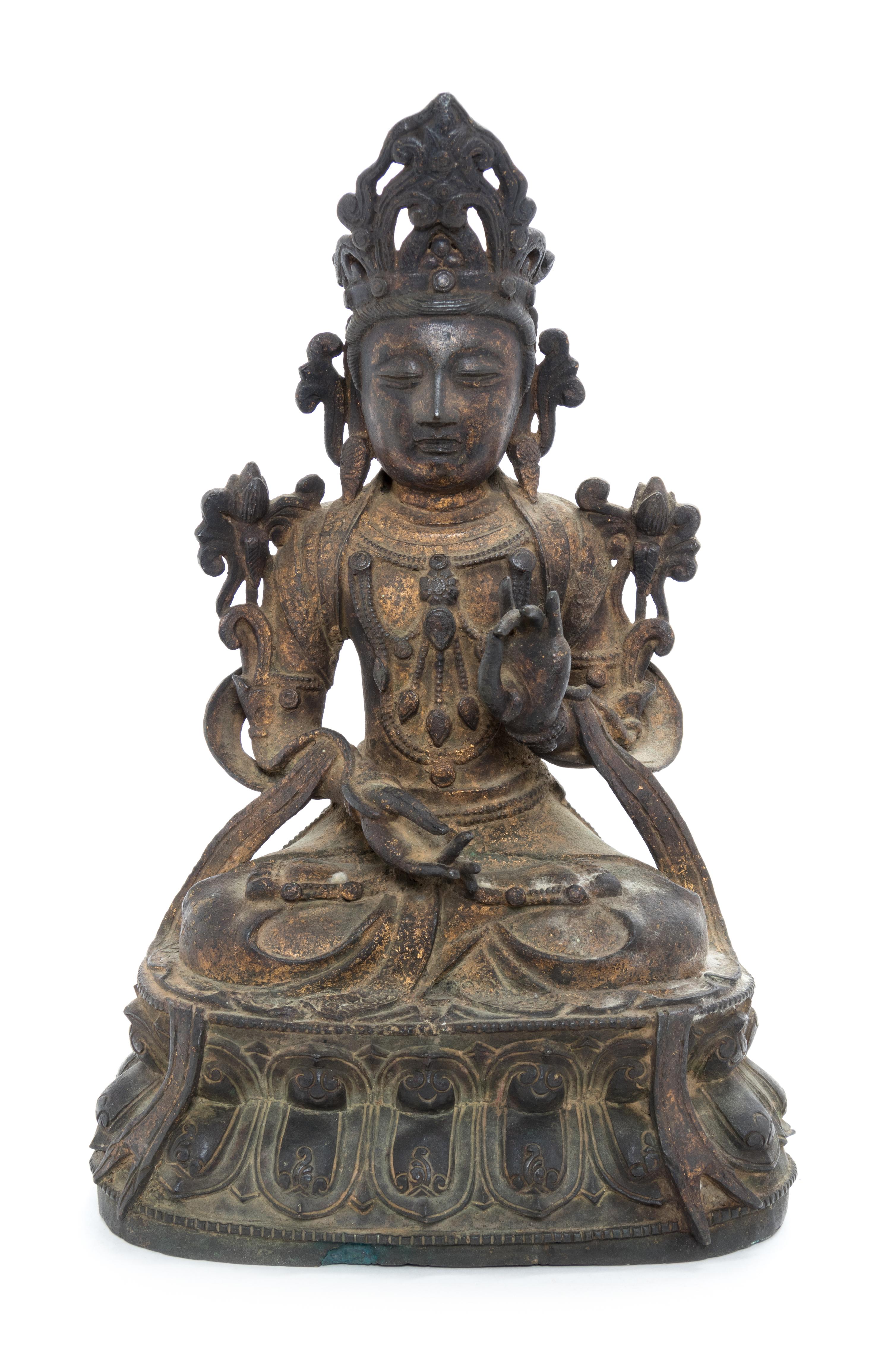 A Bronze Figure of Amitayus Height 10 inches. — LIKELY MING DYNASTY (1368-1644)
