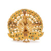 EMERALD AND SEED PEARL PEACOCK BROOCH