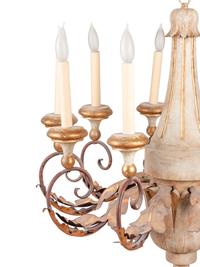 An Italian Painted Wood and Gilt Tole Ten-Light Chandelier