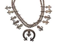 Navajo Silver and Turquoise Squash Blossom Necklace