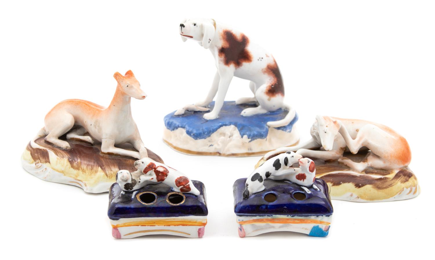 A Group of English Porcelain and Ceramic Dog Articles