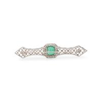 EMERALD AND DIAMOND BROOCH