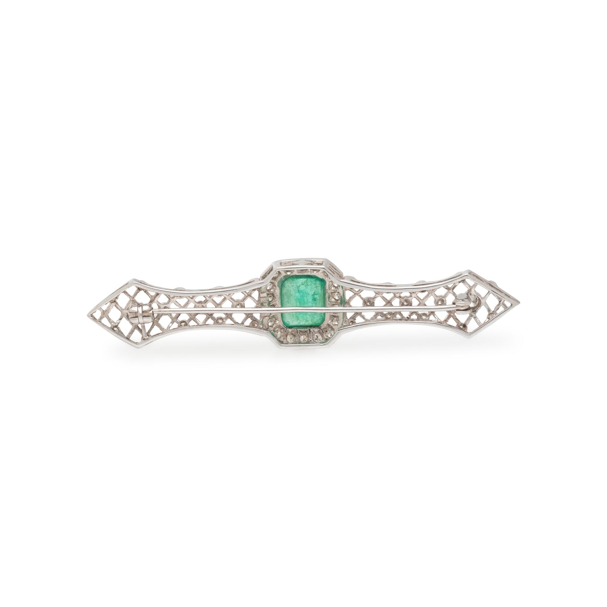 EMERALD AND DIAMOND BROOCH