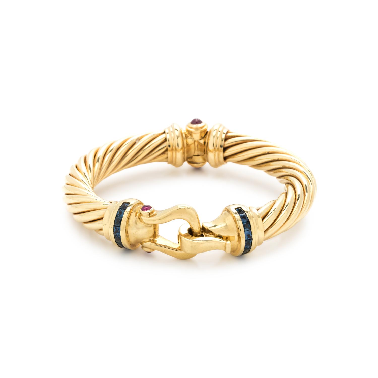 DAVID YURMAN, YELLOW GOLD AND GEMSTONE 'BUCKLE' BRACELET