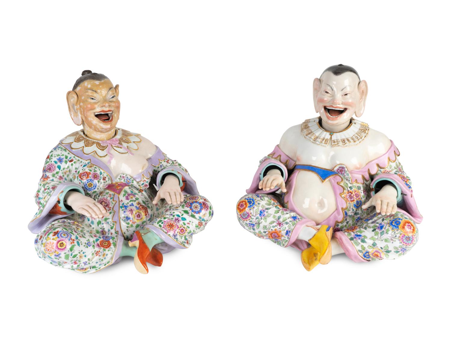 A Pair of Large Meissen Porcelain Nodding Pagoda Figures — LATE 19TH CENTURY