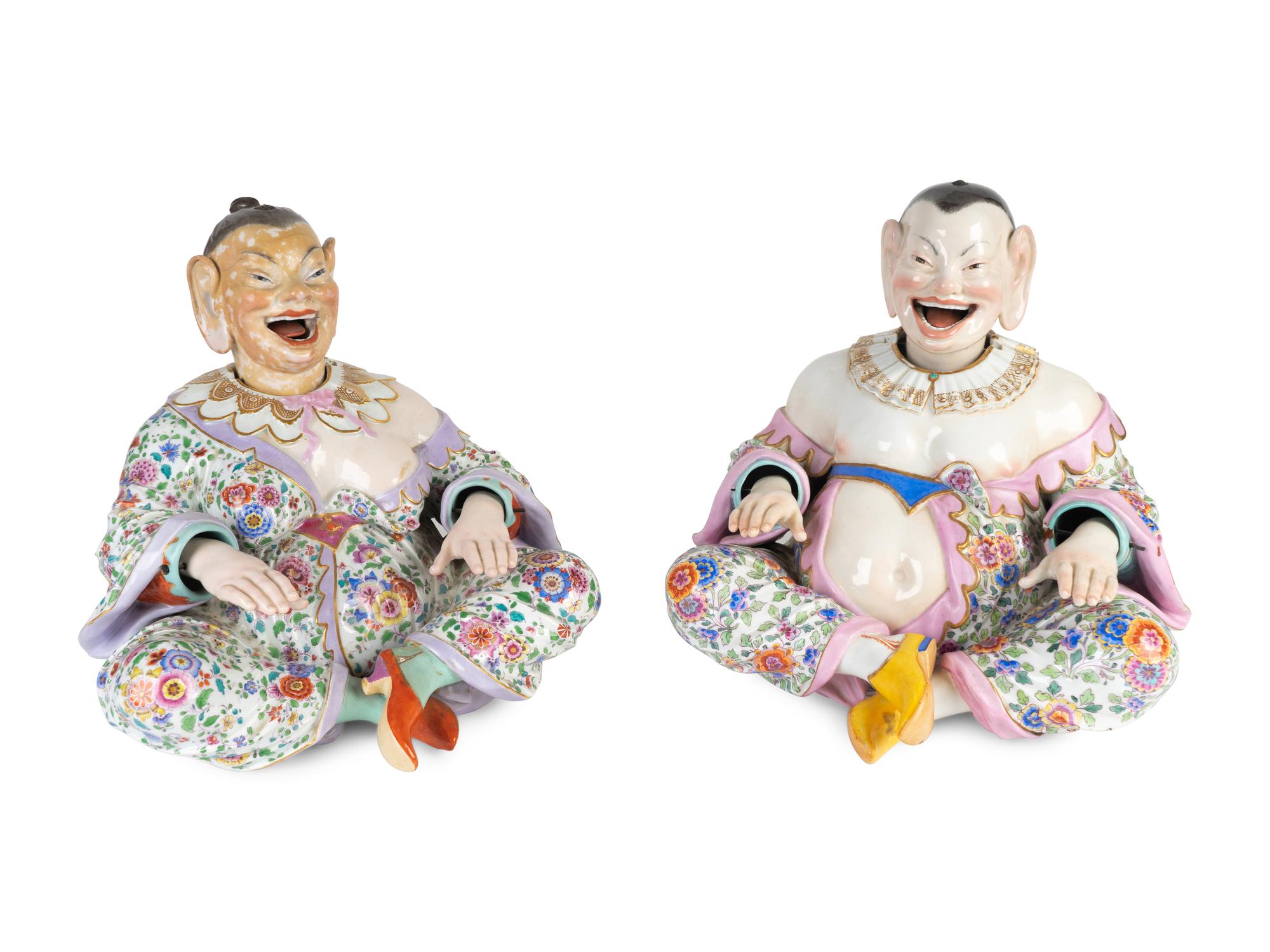 A Pair of Large Meissen Porcelain Nodding Pagoda Figures — LATE 19TH CENTURY