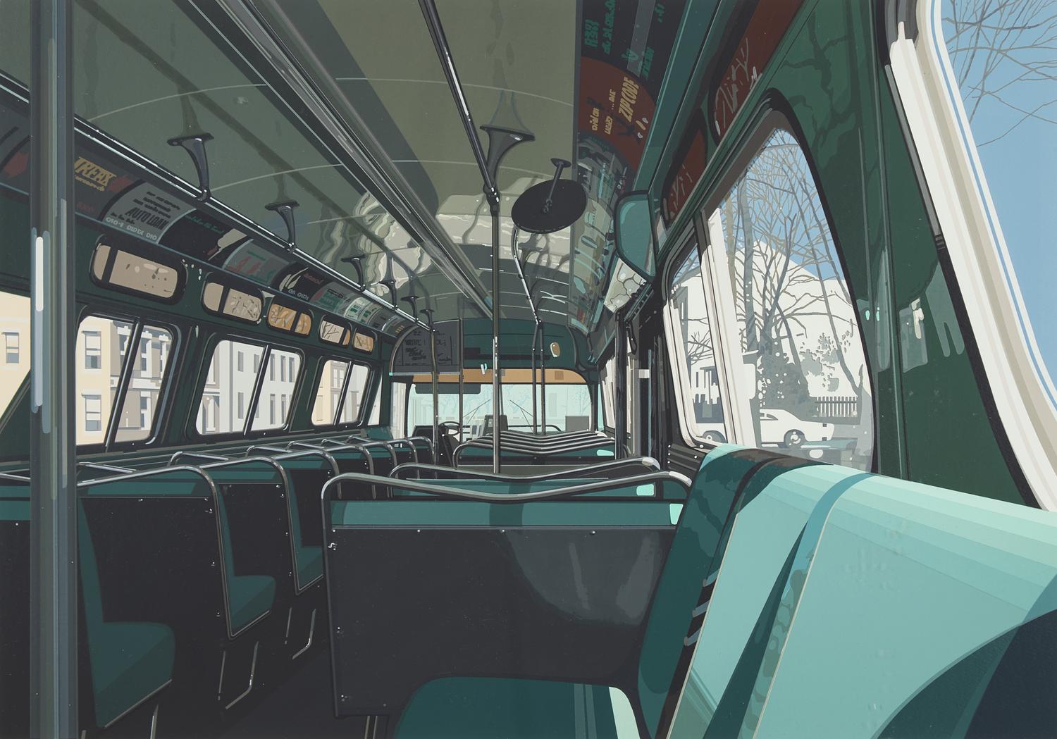 Richard Estes (American, b. 1932) — Bus Interior (from Urban Landscapes III ), 1981