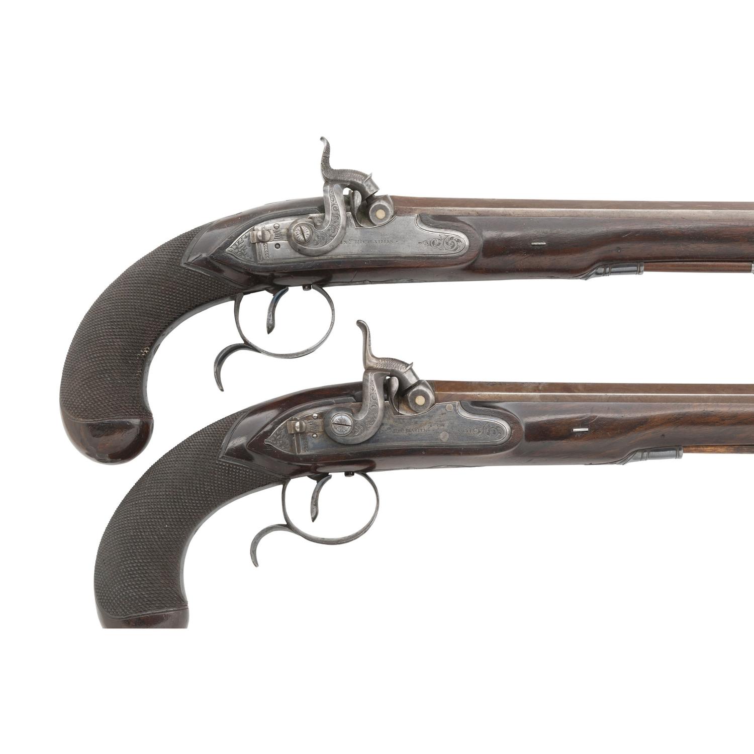 Cased Pair of Percussion Altered Pistols by John Richards of London