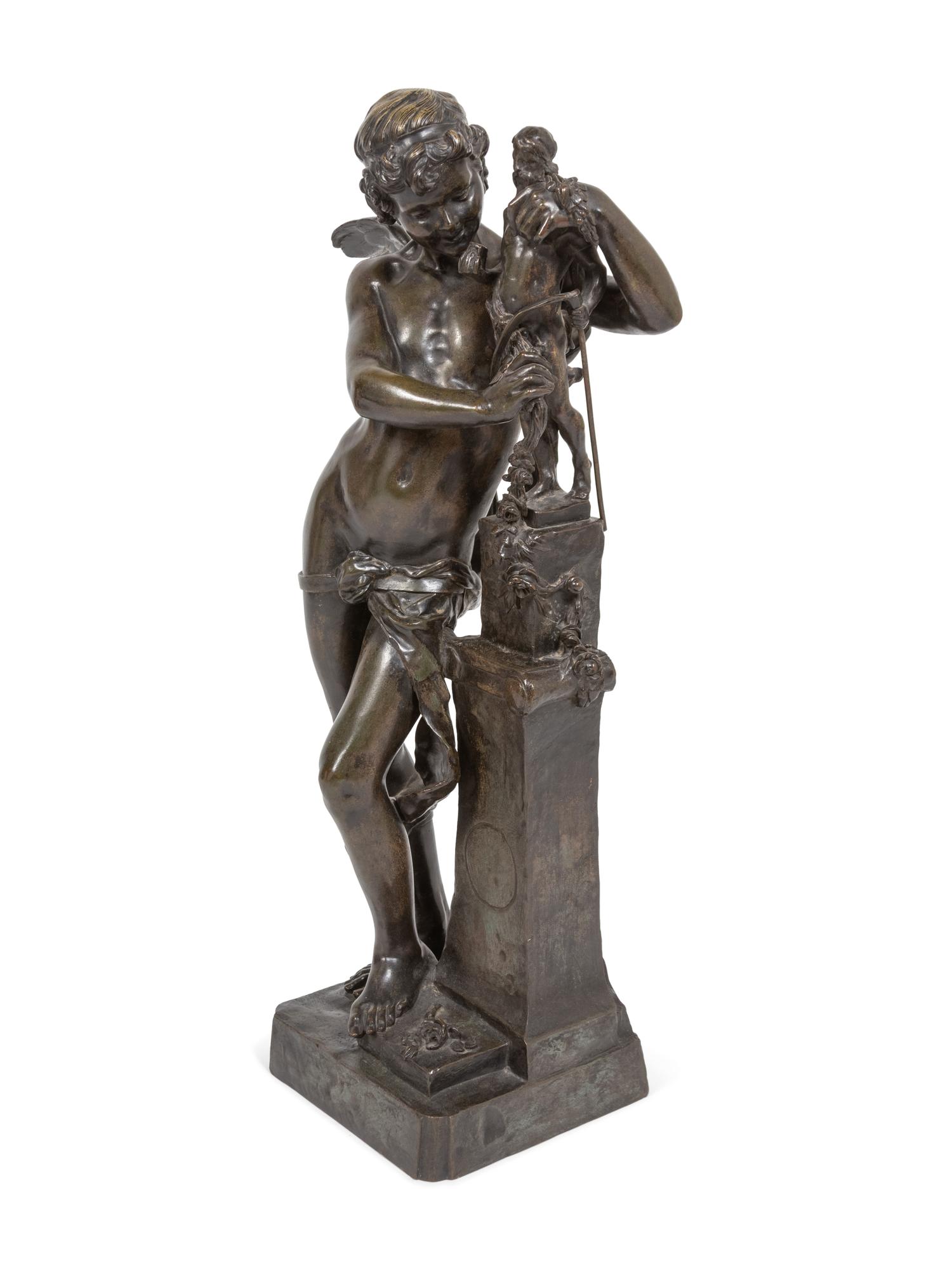 A Patinated Bronze of Cupid