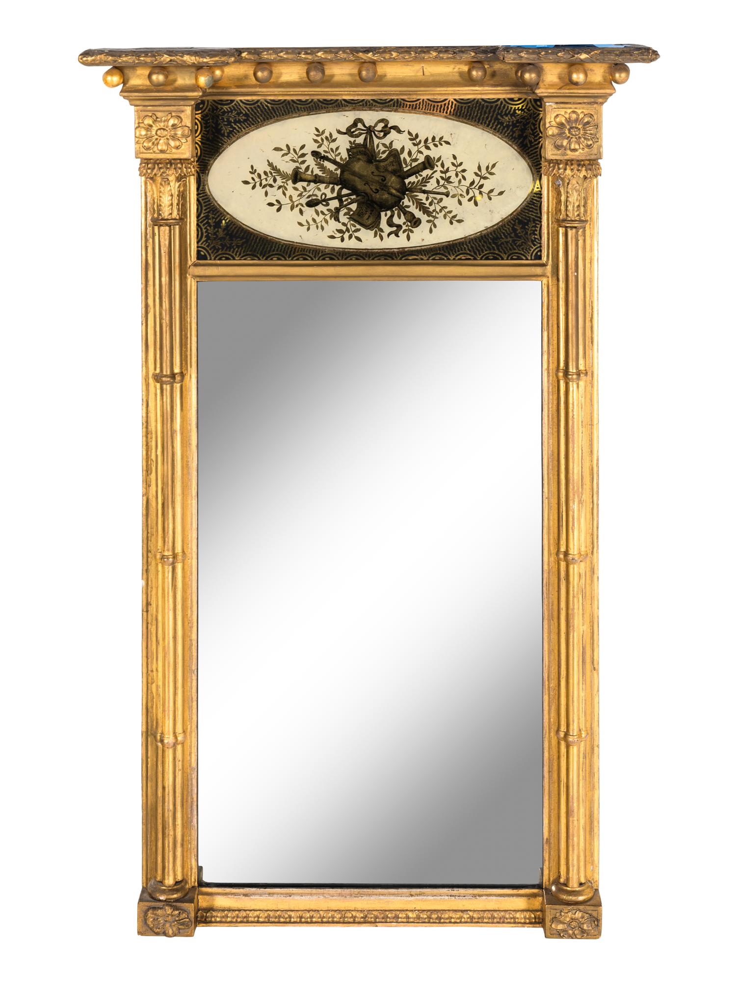 A Classical Giltwood and Églomisé Mirror
