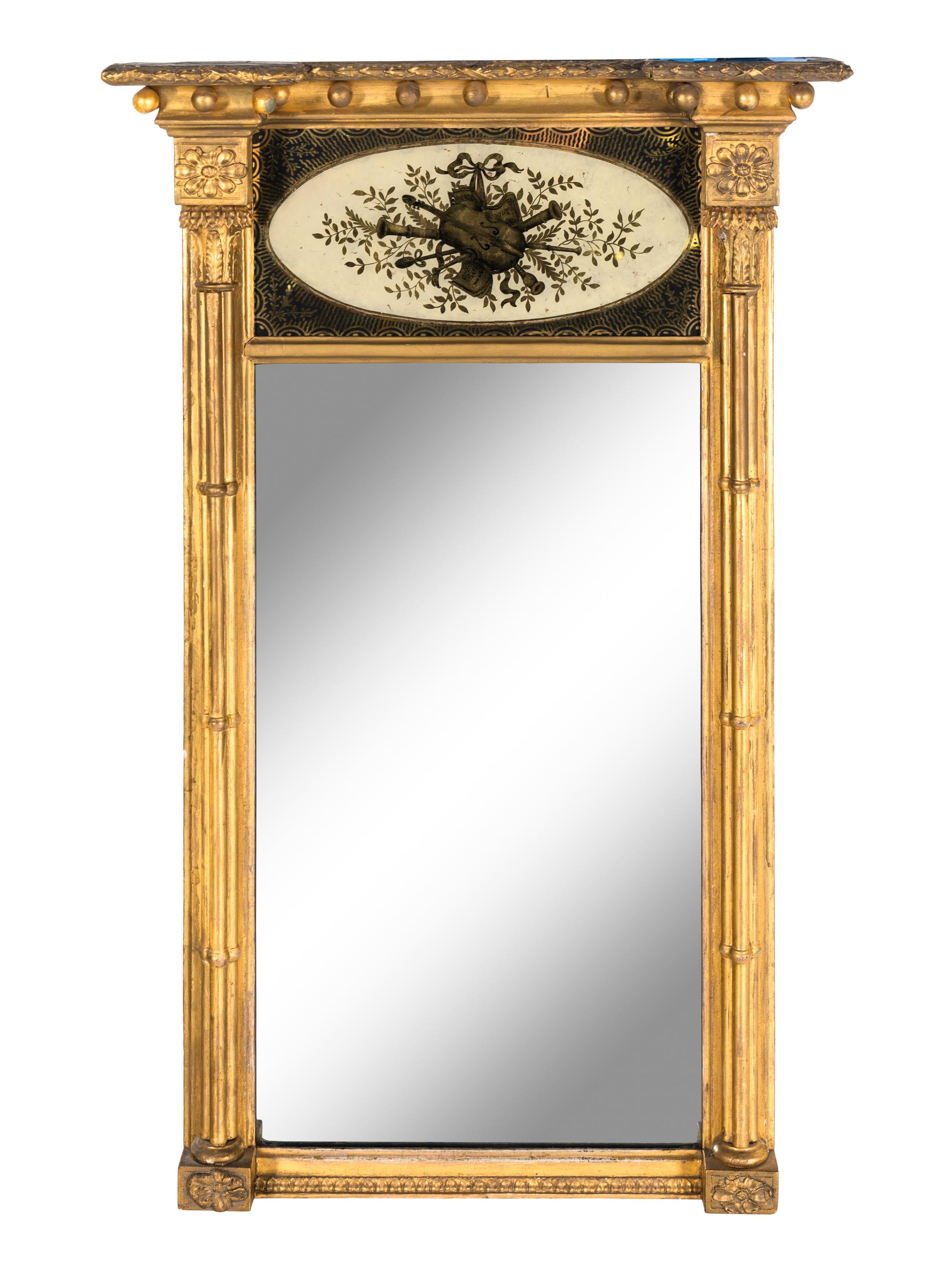 A Classical Giltwood and Églomisé Mirror