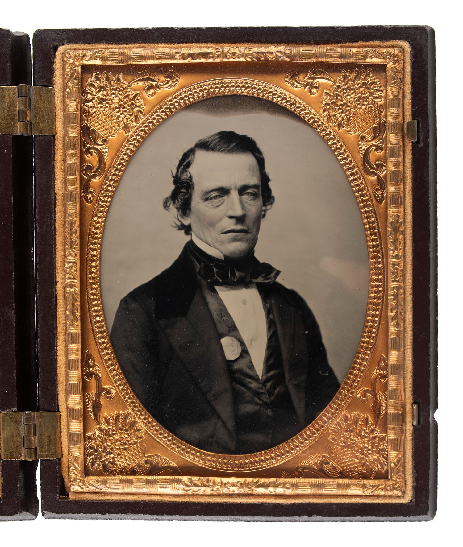 [CIVIL WAR]. Quarter plate tintype and ambrotype of identified artilleryman, Charles W. Palfray, 4th Massachusetts Heavy Artillery, and his father.