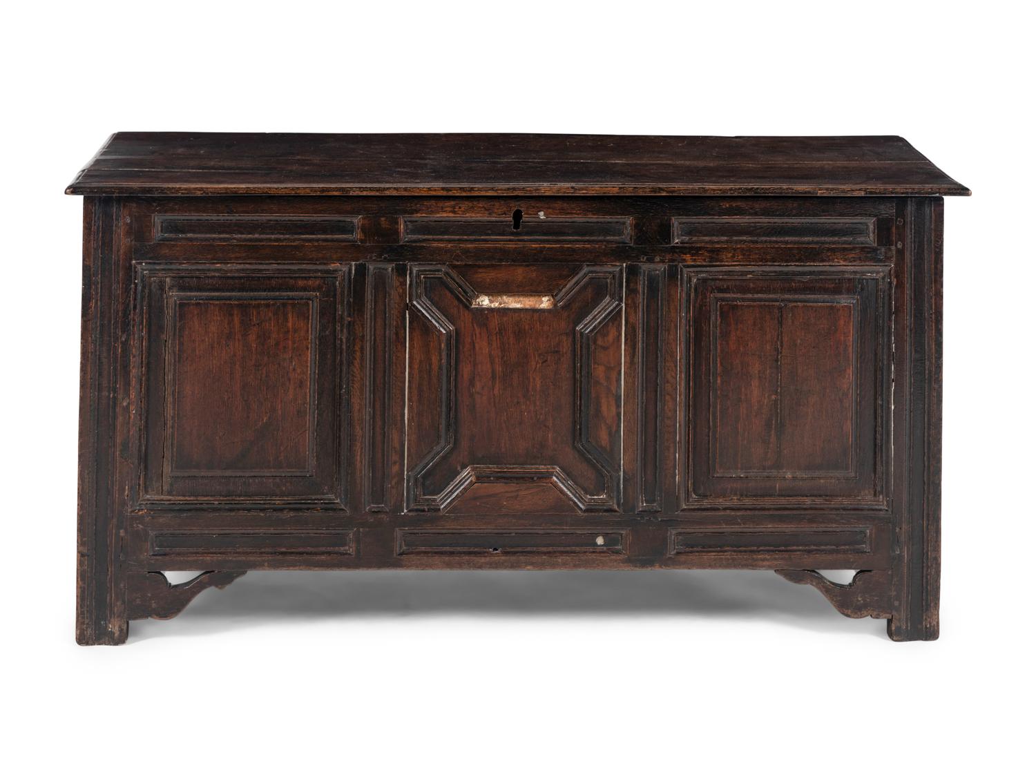 A Charles II Oak Coffer or Mule Chest