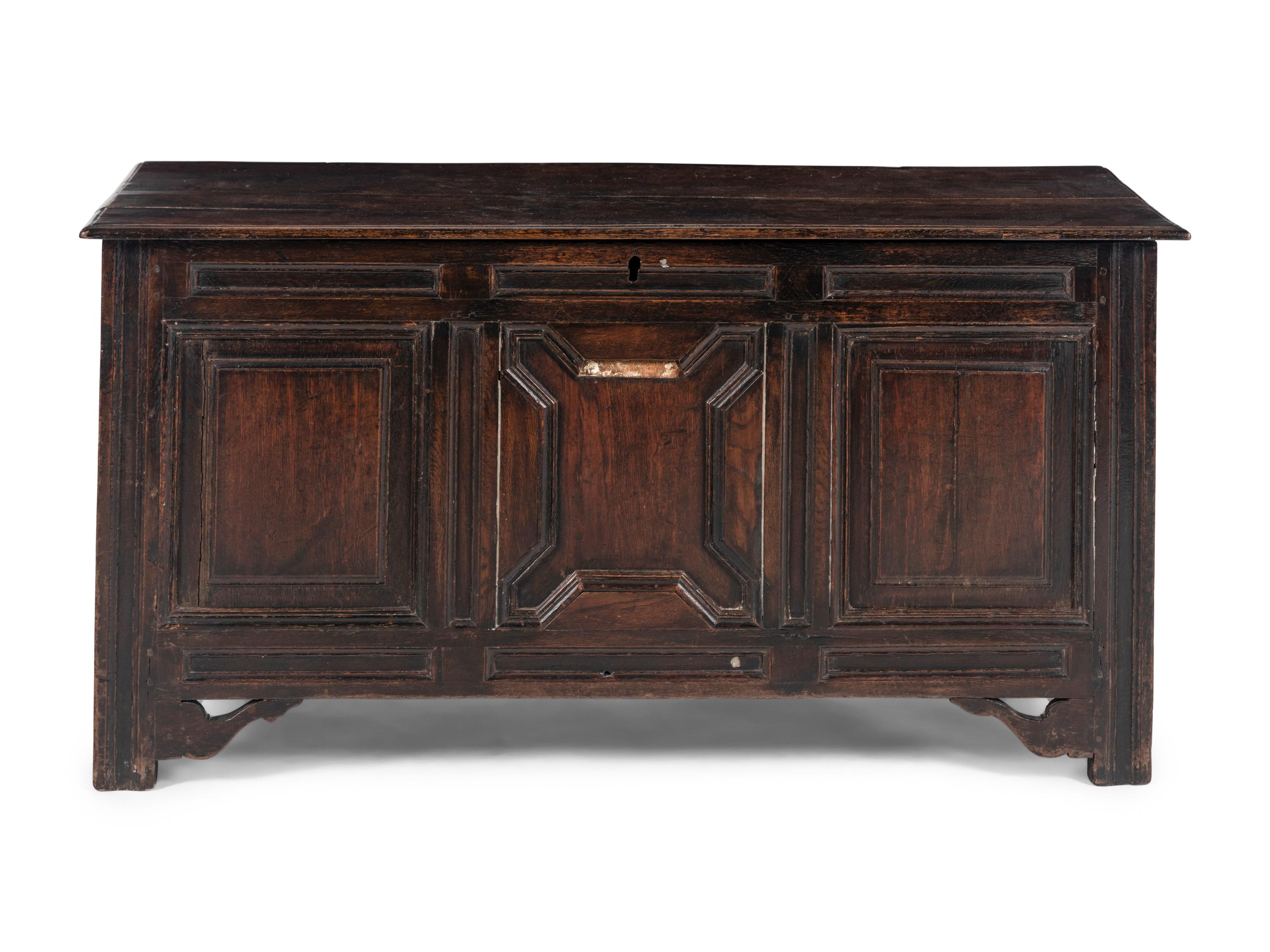 A Charles II Oak Coffer or Mule Chest