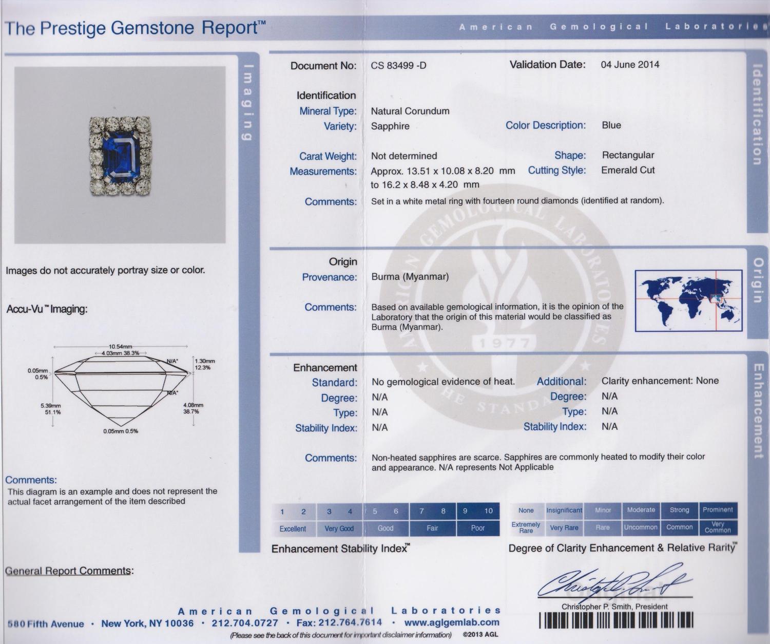 An Important Platinum, Burmese Sapphire and Diamond Ring, 7.90 dwts.