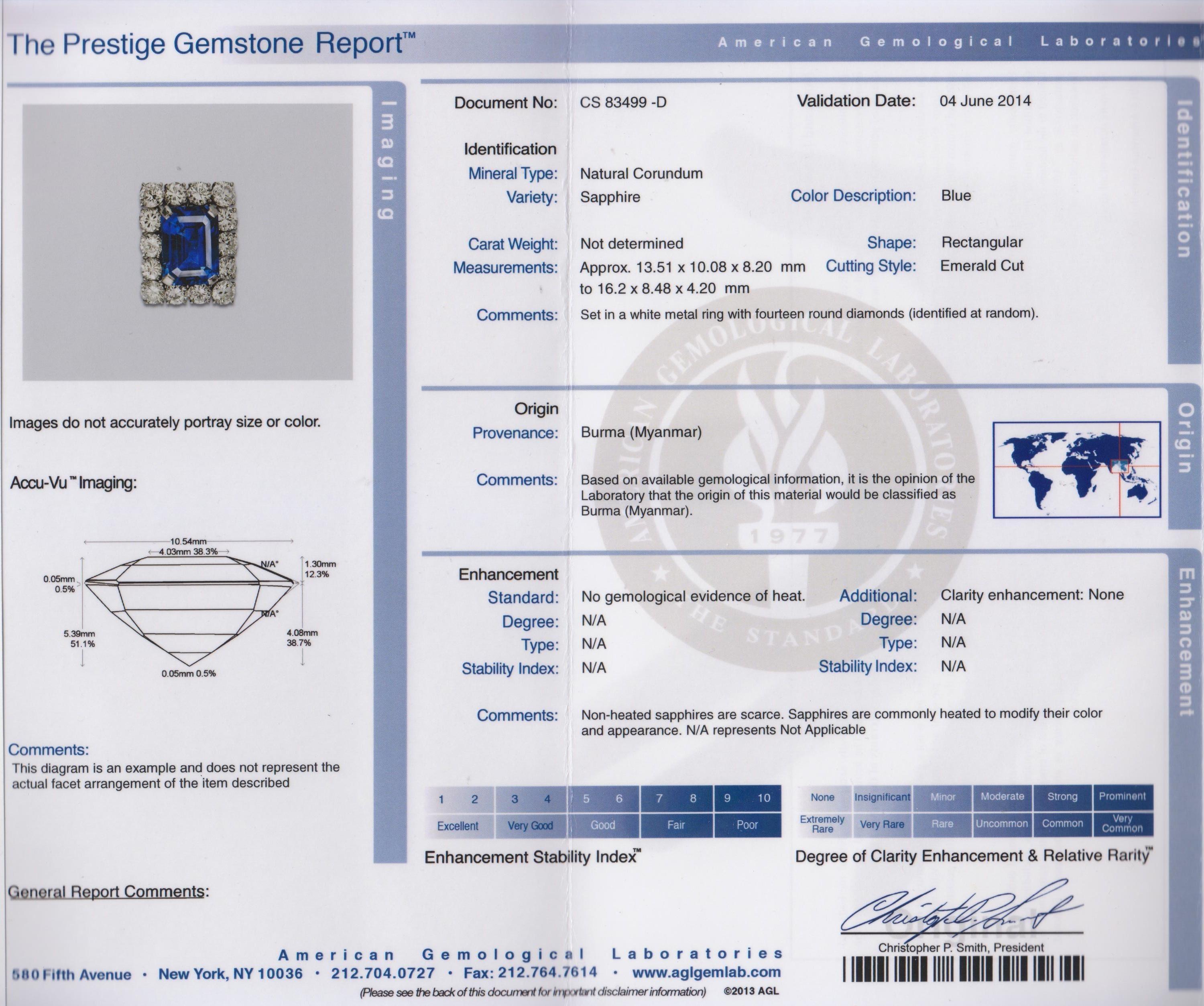 An Important Platinum, Burmese Sapphire and Diamond Ring, 7.90 dwts.