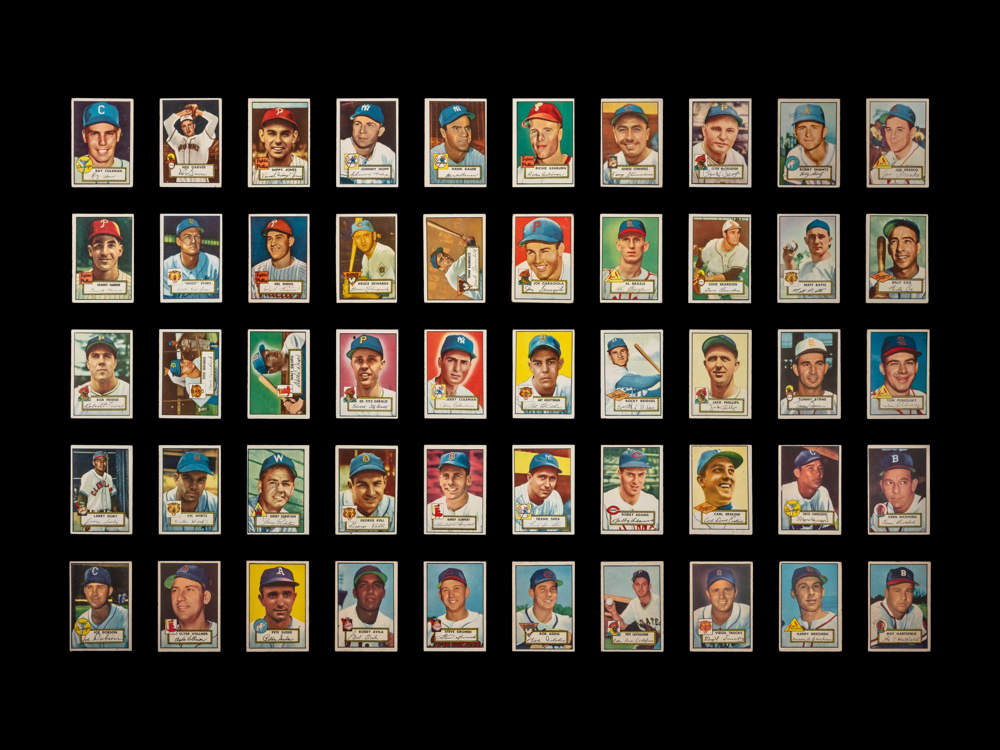 A Near Set of 1952 Topps Baseball Cards (371/407) Featuring Over 60 High Numbers