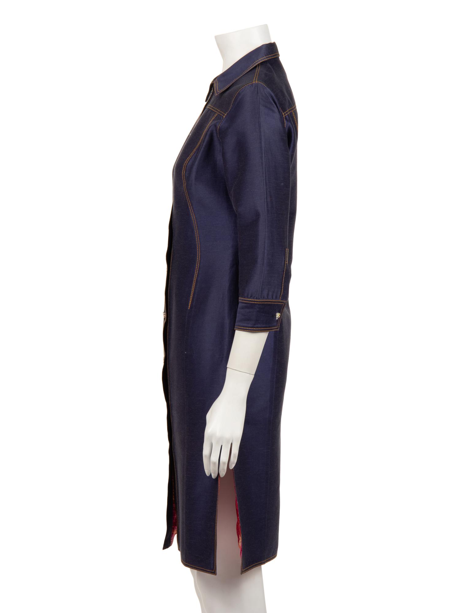 Two Designer Pieces: One Christian Lacroix Coat and One Versace Denim Shirt Dress, 1990-2000s