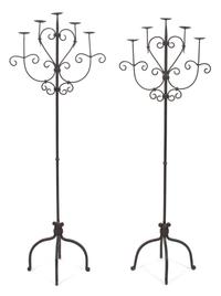 A Pair of Wrought Iron Five-Light Torcheres Height 63 1/2 inches. — 20TH CENTURY